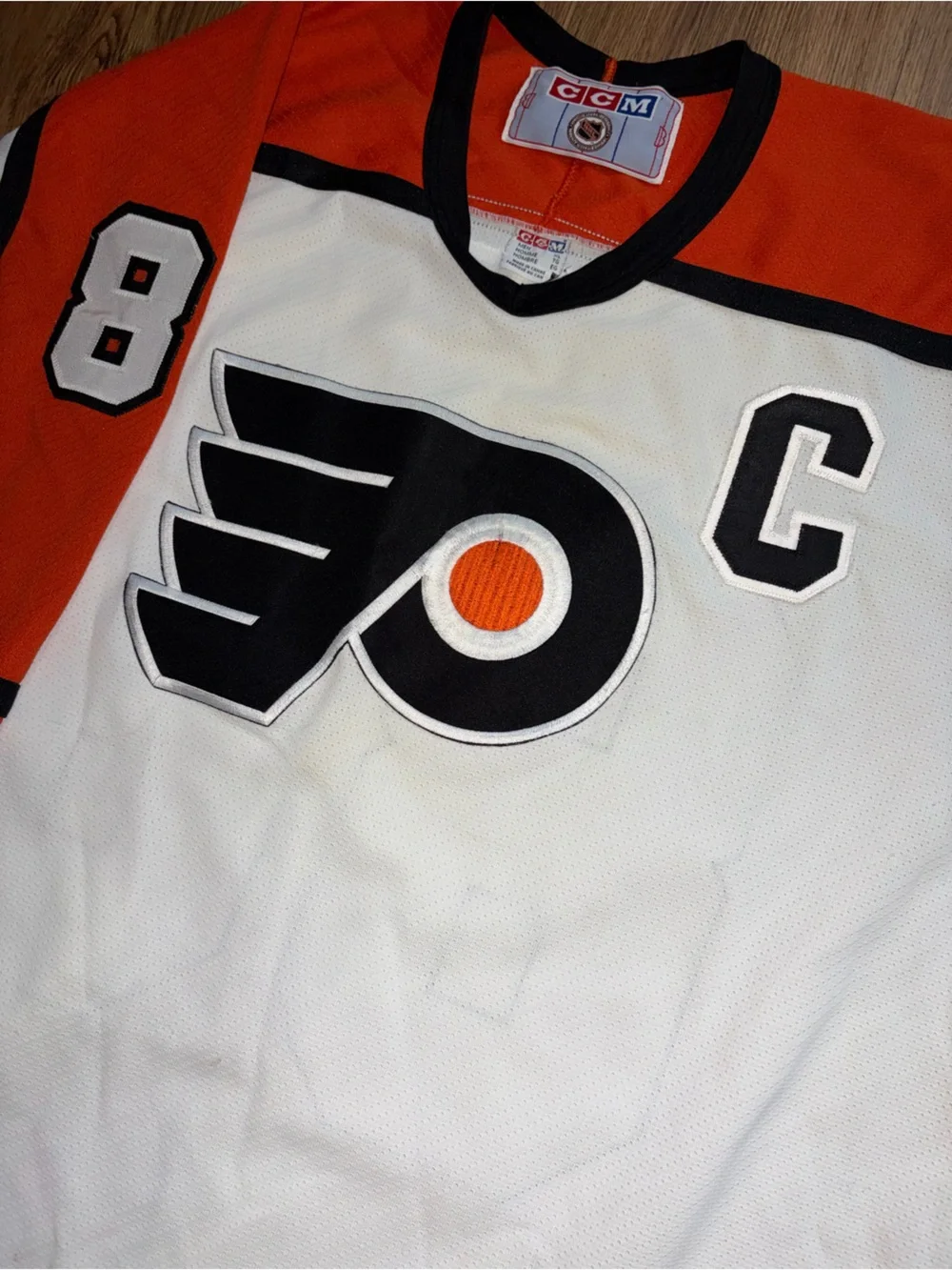 Men's White and Orange  Philadelphia Flyers Hockey Jersey - Lindros 88